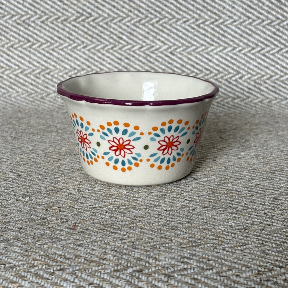 The Pioneer Woman 7 oz Ramekin Floral Print Flea Market Scalloped Purple